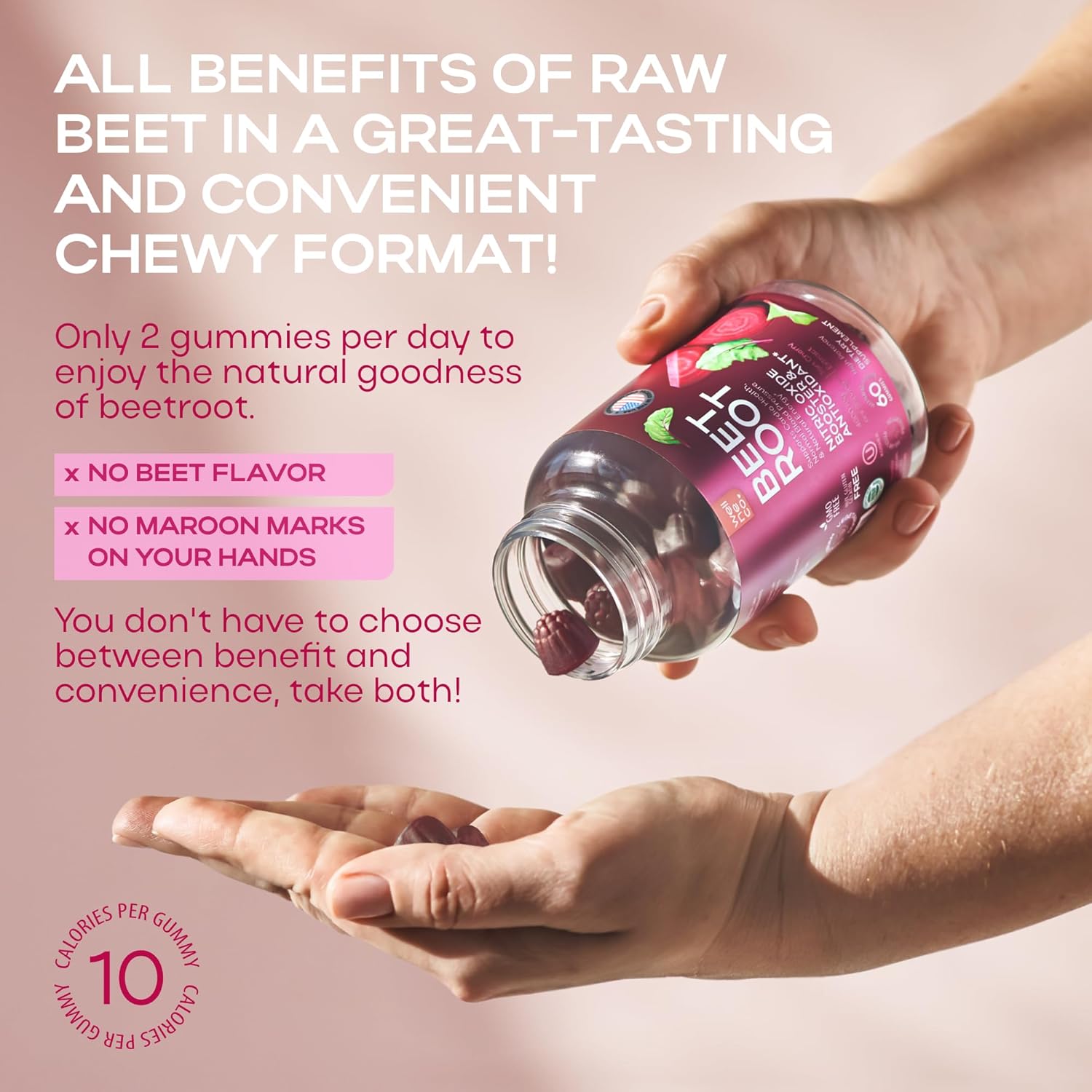 Beet Root Gummies with Tart Cherry Extract for Cardio Health - Nitric Oxide Supplements - Vegan, Non-GMO - Energy Support for Women and Men