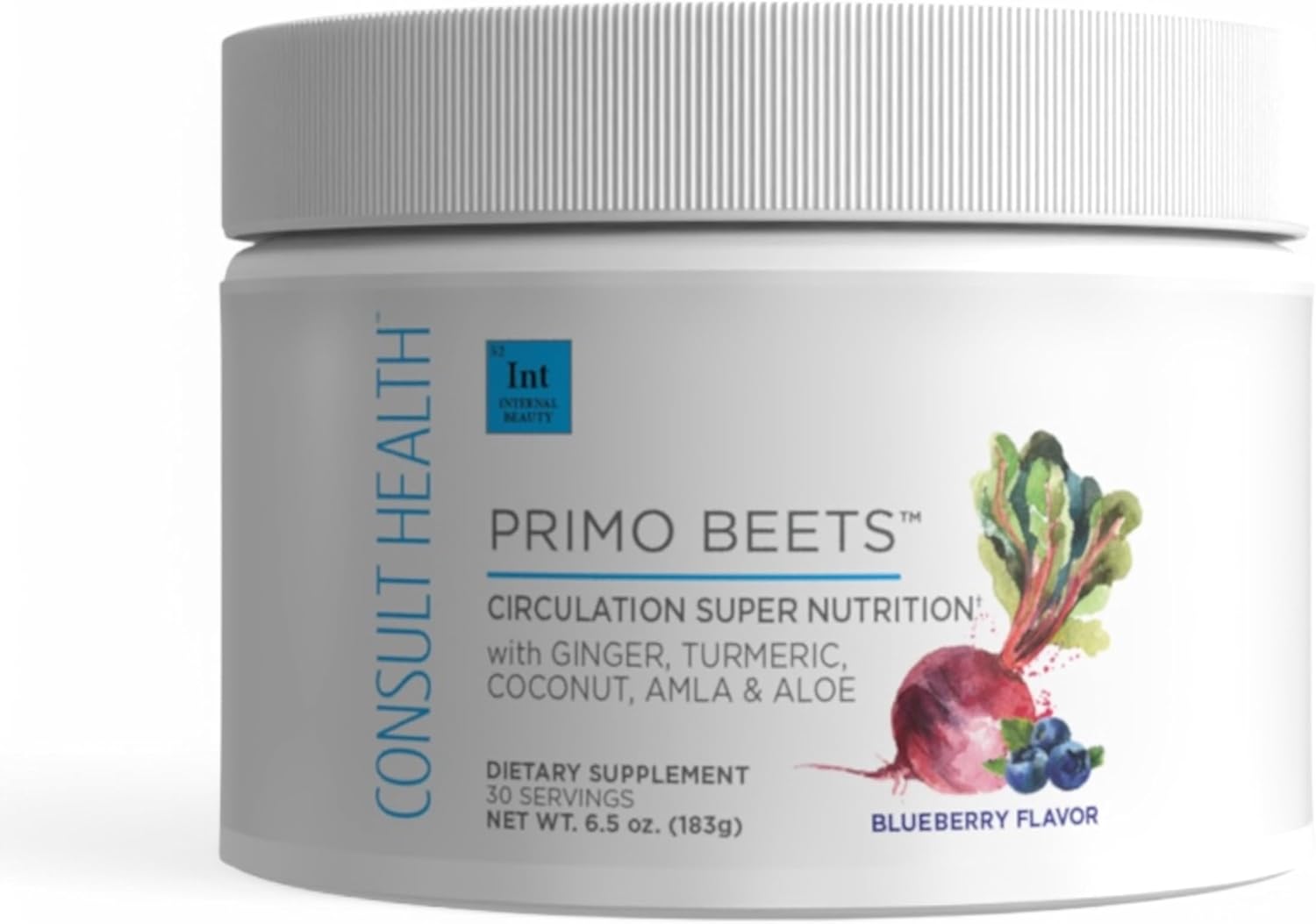 Beet Root Powder Drink Mix - Nitric Oxide Daily Nutrition Boost with Ginger & Turmeric - Supports Circulation - Blueberry Flavor - 30 Servings