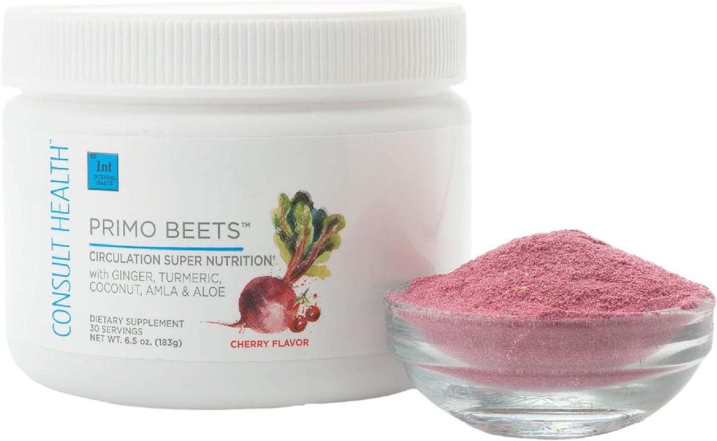 Beet Root Powder Drink Mix with Ginger & Turmeric - Boost Daily Nutrition and Circulation - Cherry Flavor - 30 Servings