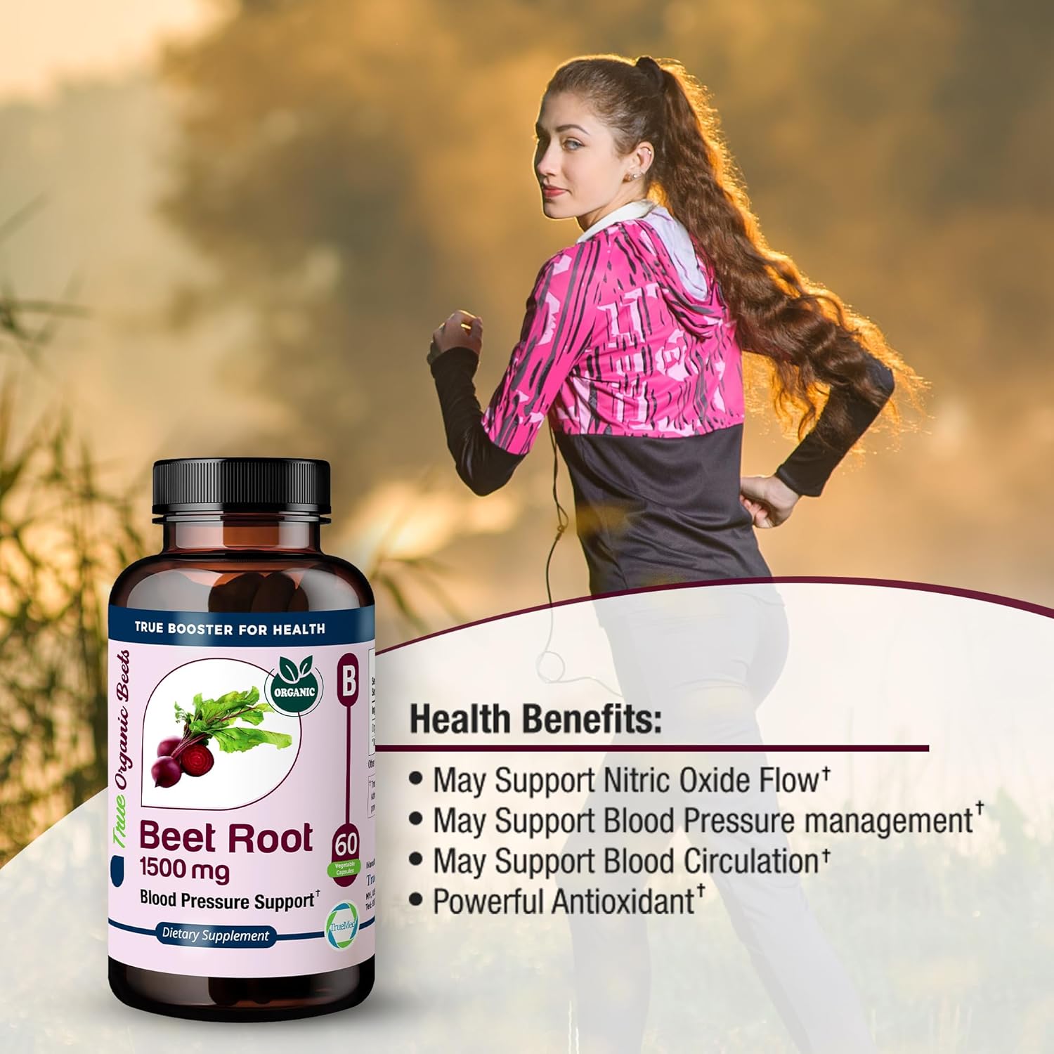 Beet Root Supplement 1500mg - Supports Heart Health, Blood Pressure & Energy - 60 Capsules