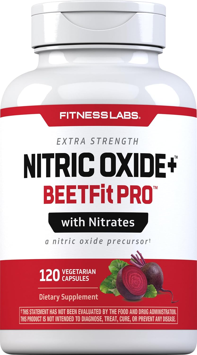 Beetfit Pro Nitric Oxide Beet Root Capsules with Nitrates - 120 Count, Vegetarian, Non-GMO, Gluten Free Supplement