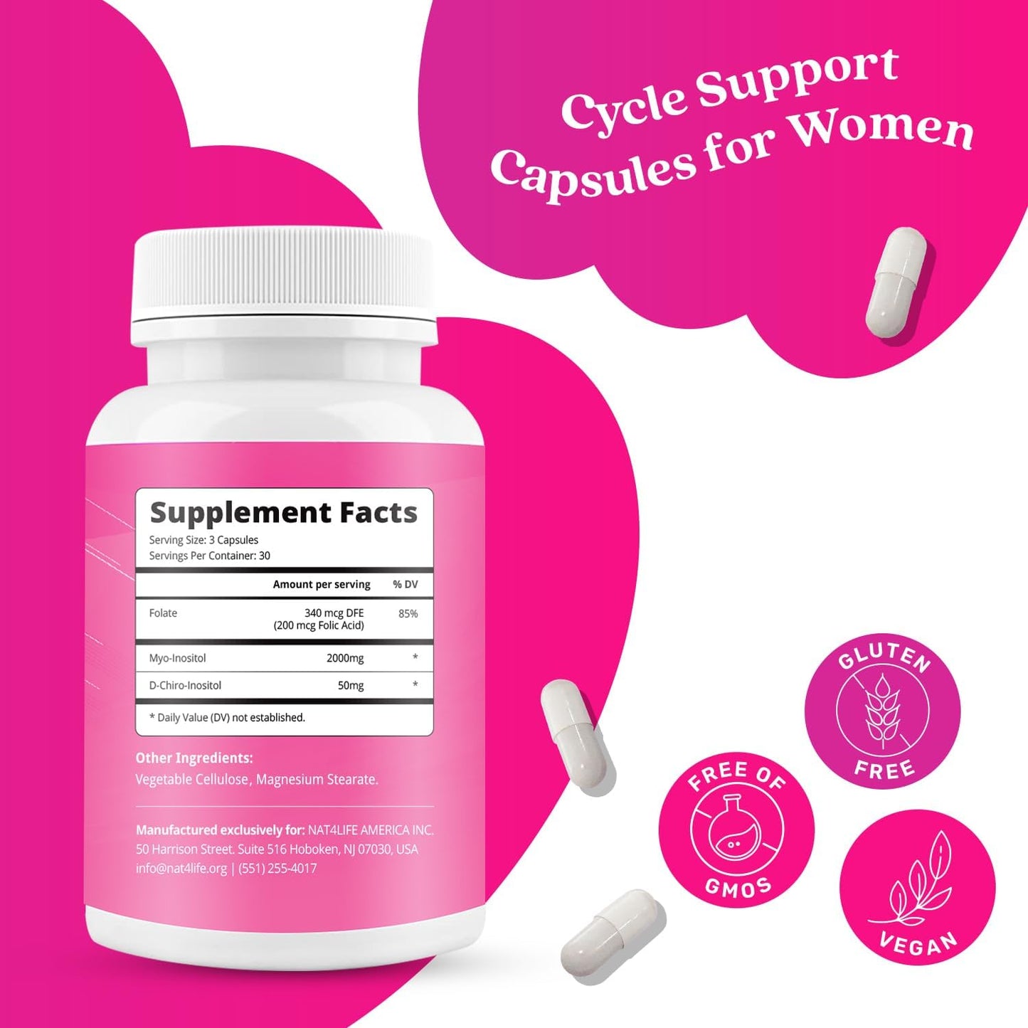 BeLive Myo-Inositol & D-Chiro Inositol Capsules - 90 Count Inositol Supplement for Women with Folic Acid - 40:1 Ratio - 2 Pack