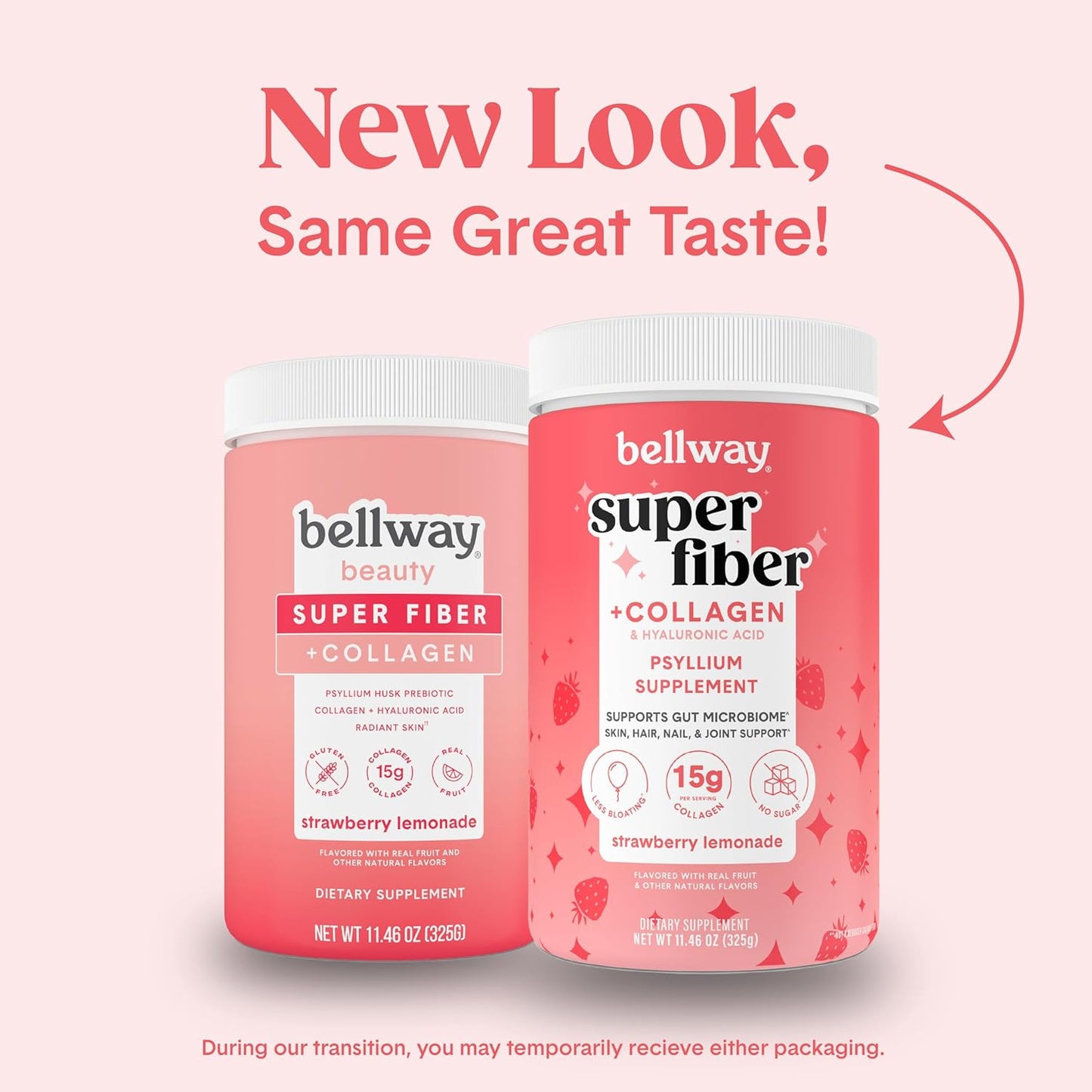 Bellway Super Fiber Powder and Collagen Bundle with Strawberry Lemonade Shaker Bottle