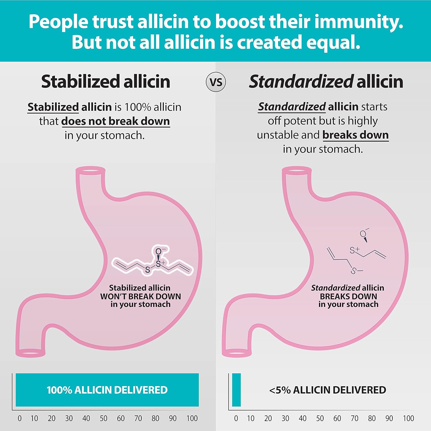 Benecin Defense 1500 mcg Stabilized Allicin Capsules with SAC & Polyphenols for Immune & Heart Support - 180 Vegetarian Caps