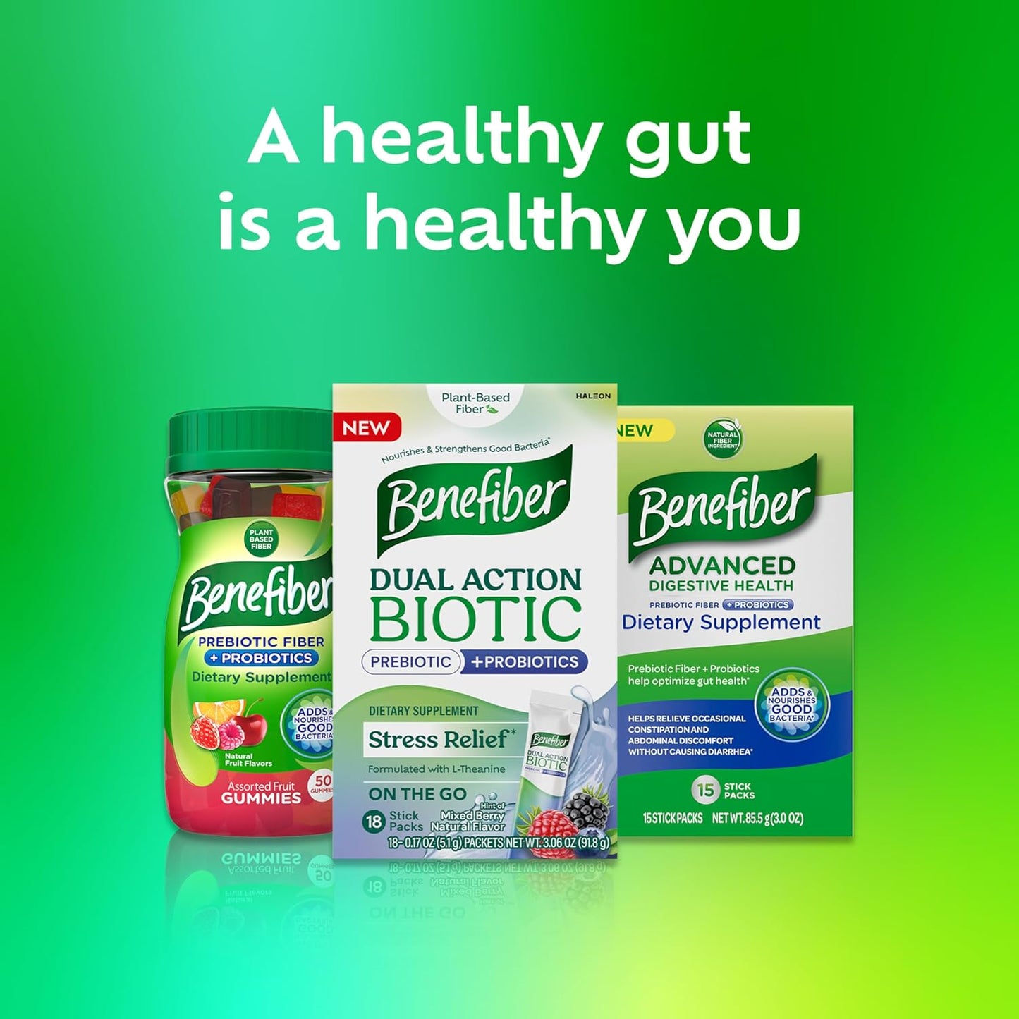 Benefiber Dual Action Biotic Stick Packs with Stress Relief - 18 Count