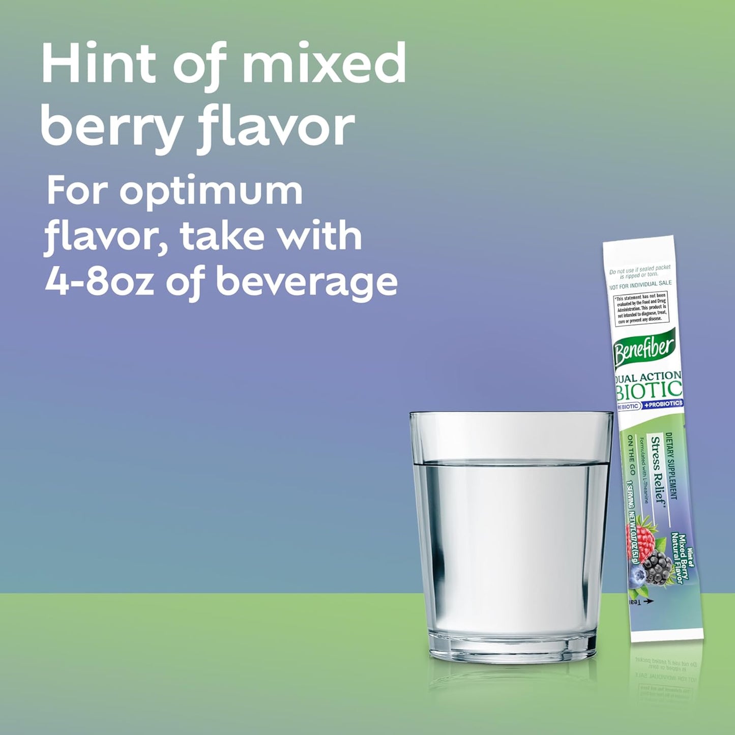 Benefiber Dual Action Biotic Stick Packs with Stress Relief - 18 Count