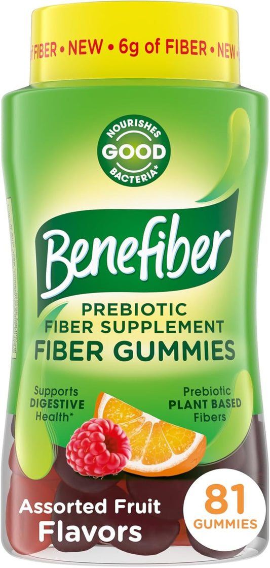 Benefiber Prebiotic Fiber Gummies - Assorted Fruit Flavor, 81 Count for Digestive Health