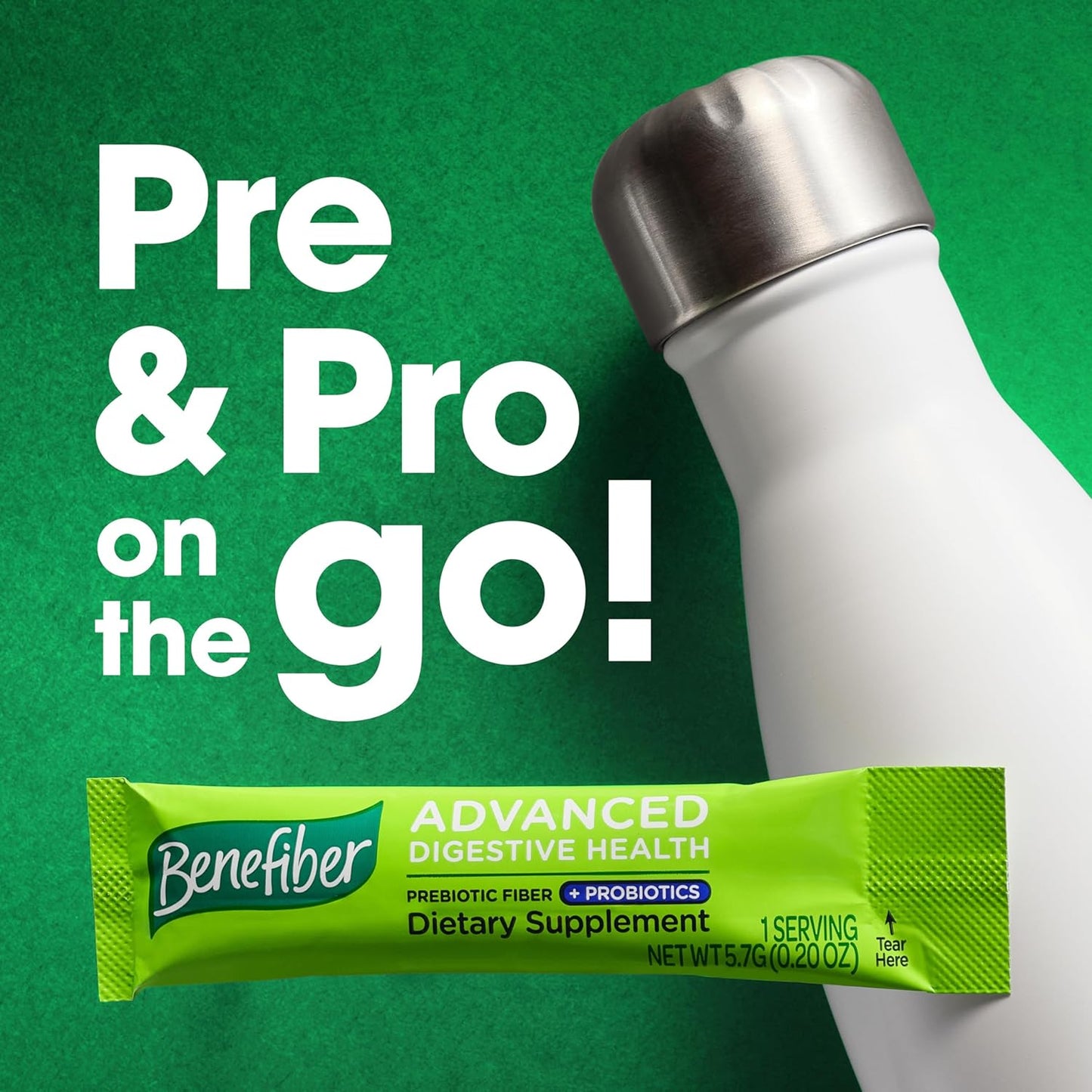 Benefiber Prebiotic Fiber Powder with Probiotics for Digestive Health - 15 Sticks, 3.0 oz - Low FODMAP Formula