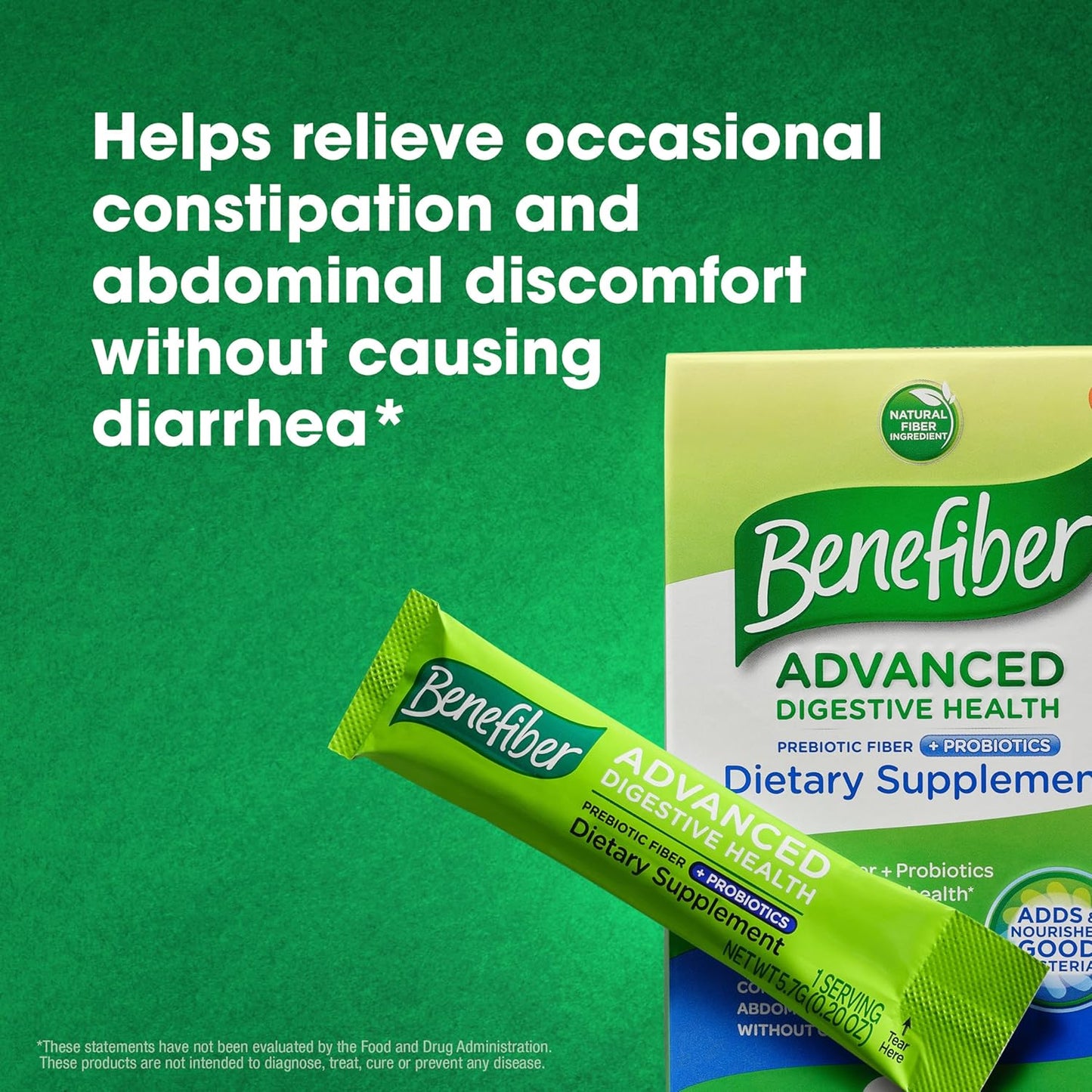 Benefiber Prebiotic Fiber Powder with Probiotics for Digestive Health - 15 Sticks, 3.0 oz - Low FODMAP Formula