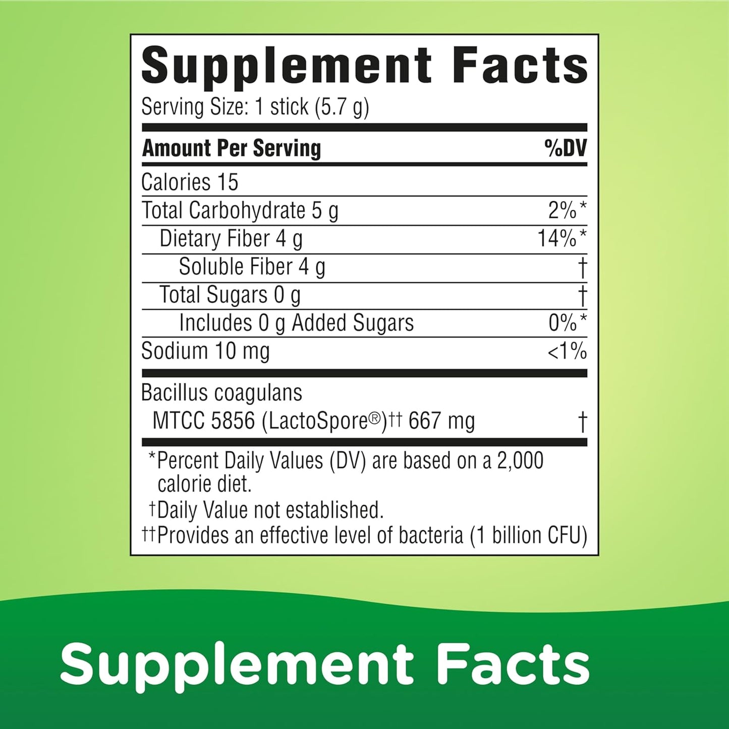 Benefiber Prebiotic Fiber Powder with Probiotics for Digestive Health - 15 Sticks, 3.0 oz - Low FODMAP Formula