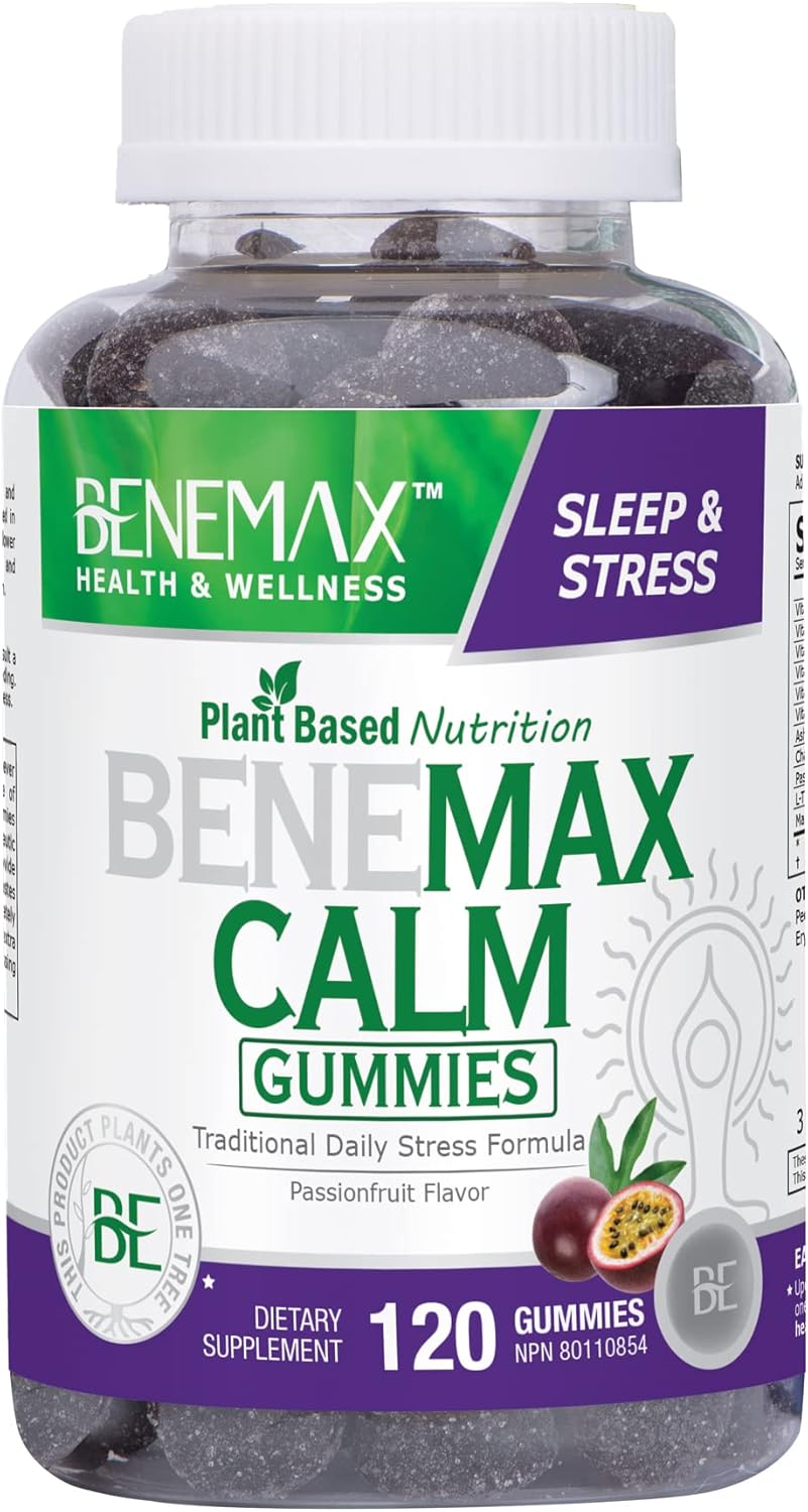 Benemax Calm Gummies with Ashwagandha, Magnesium, and L-Theanine for Relaxation and Sleep - 120 Gummies