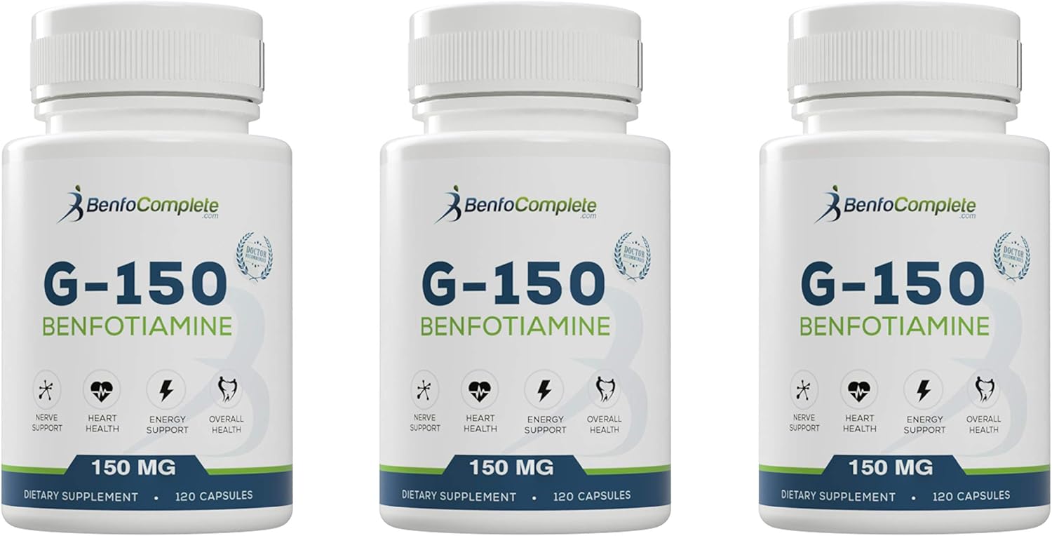 BenfoComplete Benfotiamine 150mg Gelatin Capsules - 3 Bottles, 120 Capsules Each