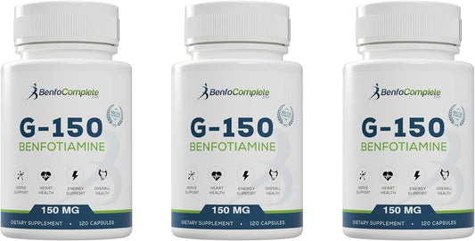BenfoComplete Benfotiamine 150mg Gelatin Capsules - 3 Bottles, 120 Capsules Each