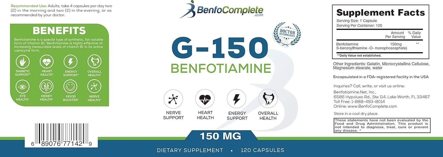 BenfoComplete Benfotiamine 150mg Gelatin Capsules - 3 Bottles, 120 Capsules Each