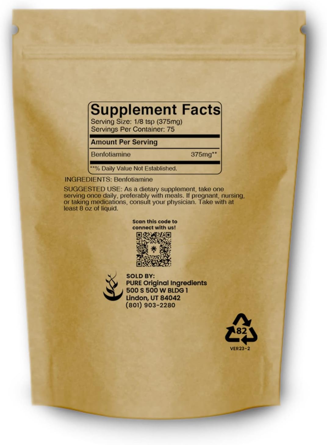 Benfotiamine 1 oz - Pure Original Ingredients, No Fillers or Additives