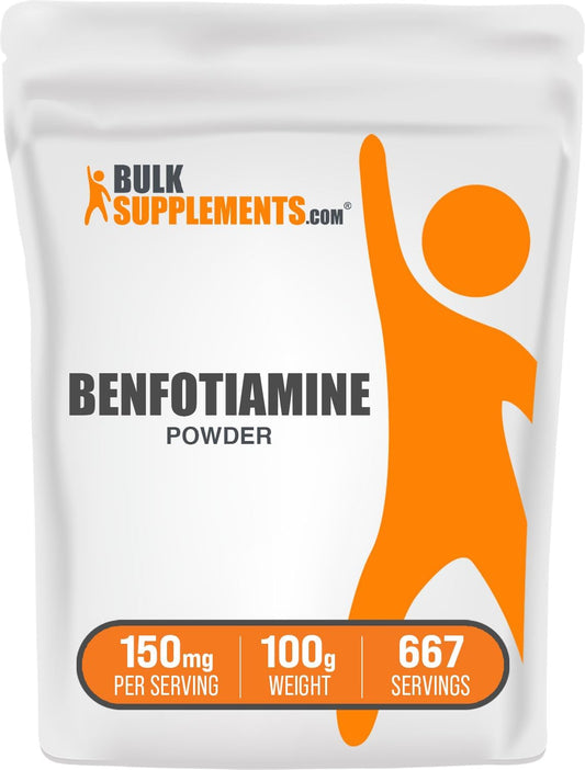 Benfotiamine Powder Supplement - 150mg per Serving, Gluten Free, 100g - Thiamine B1 Powder - Pack of 1