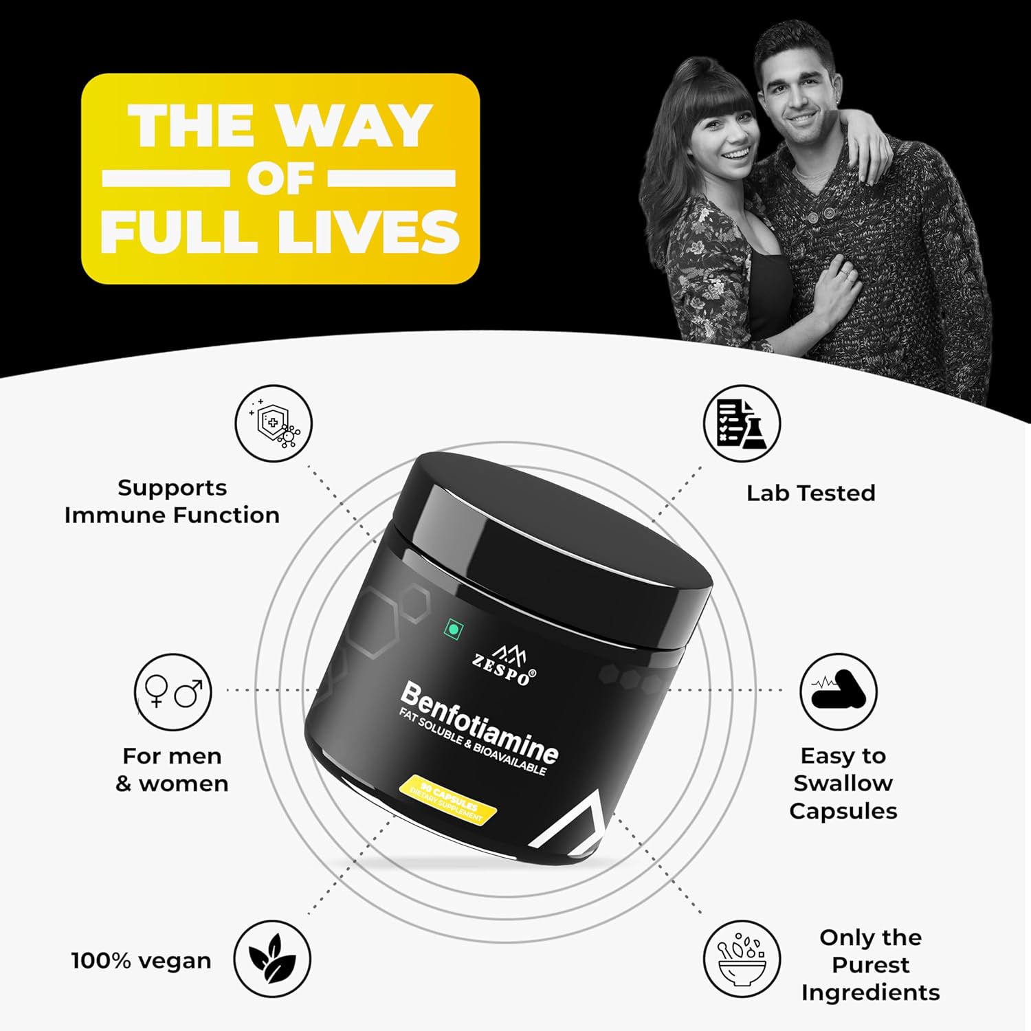 Benfotiamine Supplement - 90 Capsules | Promotes Cellular Health, High Absorption Formula for Optimal Support