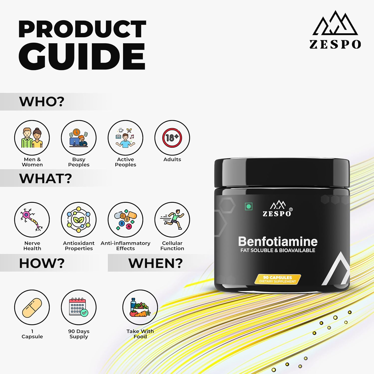 Benfotiamine Supplement - 90 Capsules | Promotes Cellular Health, High Absorption Formula for Optimal Support