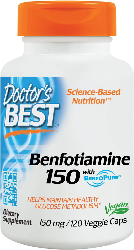 Benfotiamine Vegetable Capsules by Doctor's Best - 150 mg, 120 Count, High-Quality Supplement