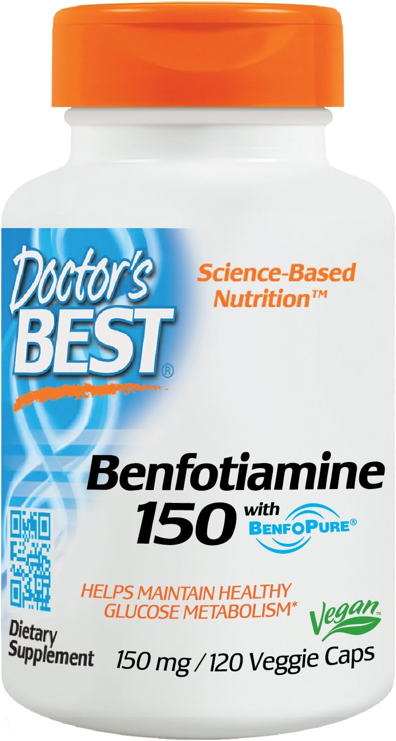 Benfotiamine Vegetable Capsules by Doctor's Best - 150 mg, 120 Count, High-Quality Supplement