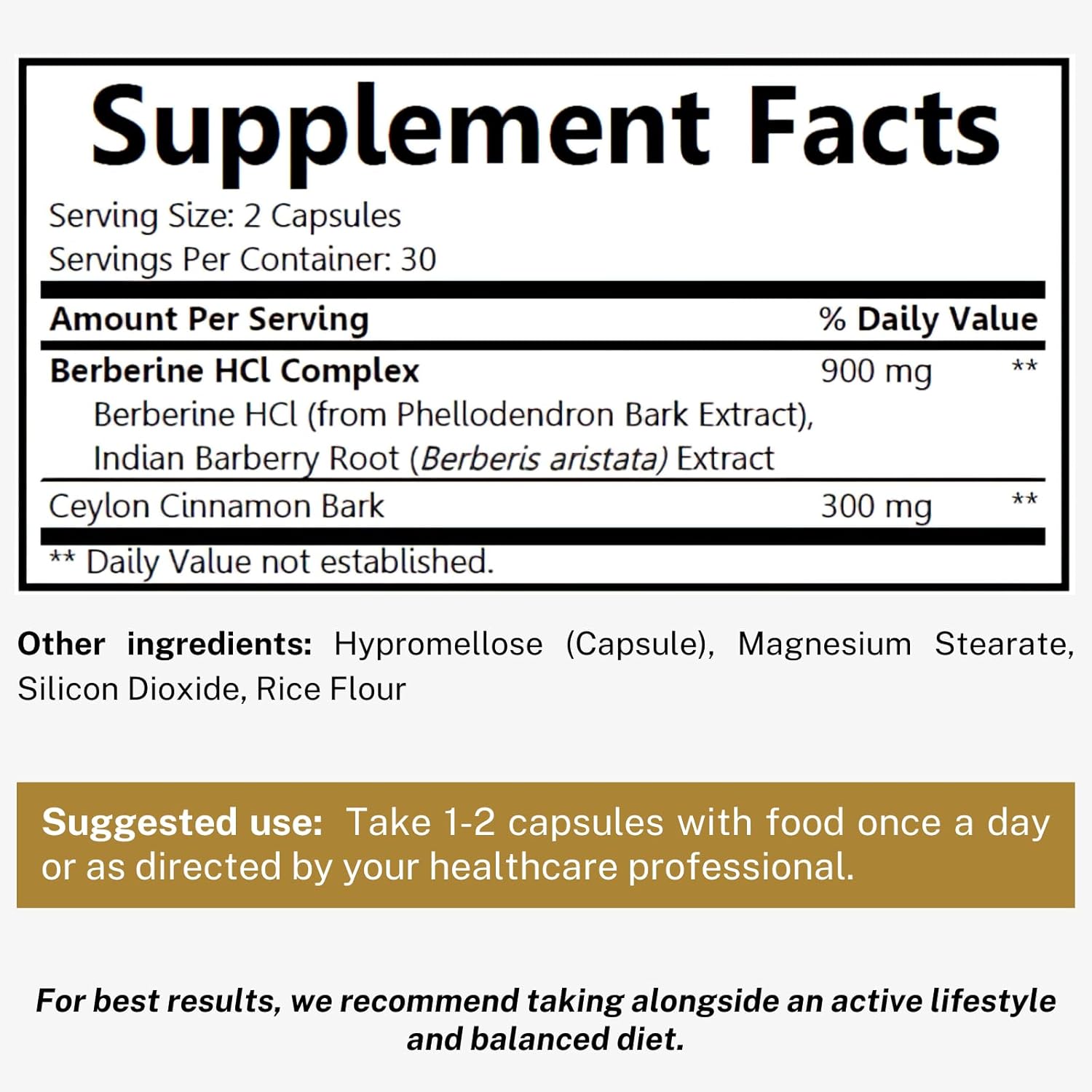 Berberine 1200mg HCL Capsules with Ceylon Cinnamon - Metabolic & Immune Support Supplement for Cardiovascular Health