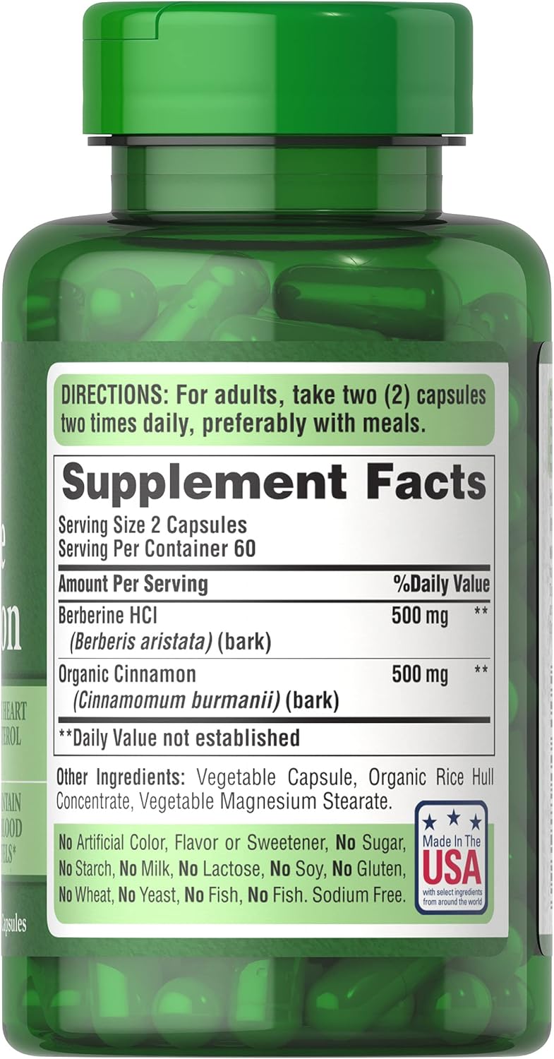 Berberine and Cinnamon Capsules for Heart Health - Puritan's Pride
