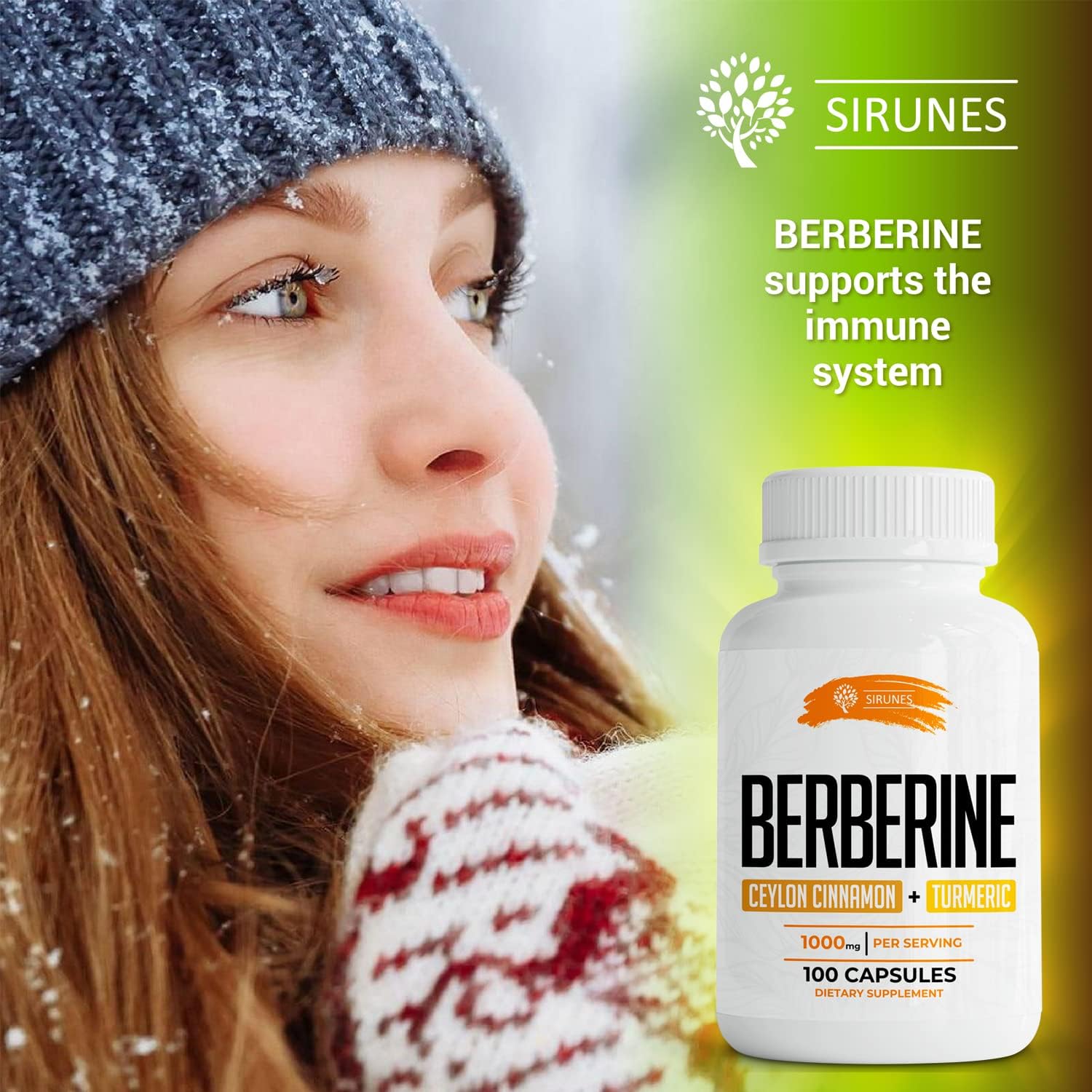 Berberine Capsules with Ceylon Cinnamon & Turmeric - 500mg Berberine HCL Dietary Supplement for Immune Support - Non GMO Formula for Men and Women