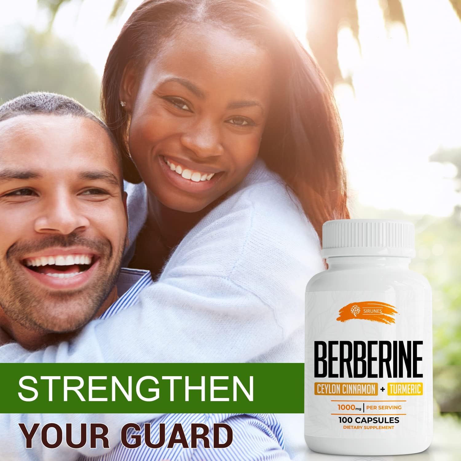 Berberine Capsules with Ceylon Cinnamon & Turmeric - 500mg Berberine HCL Dietary Supplement for Immune Support - Non GMO Formula for Men and Women