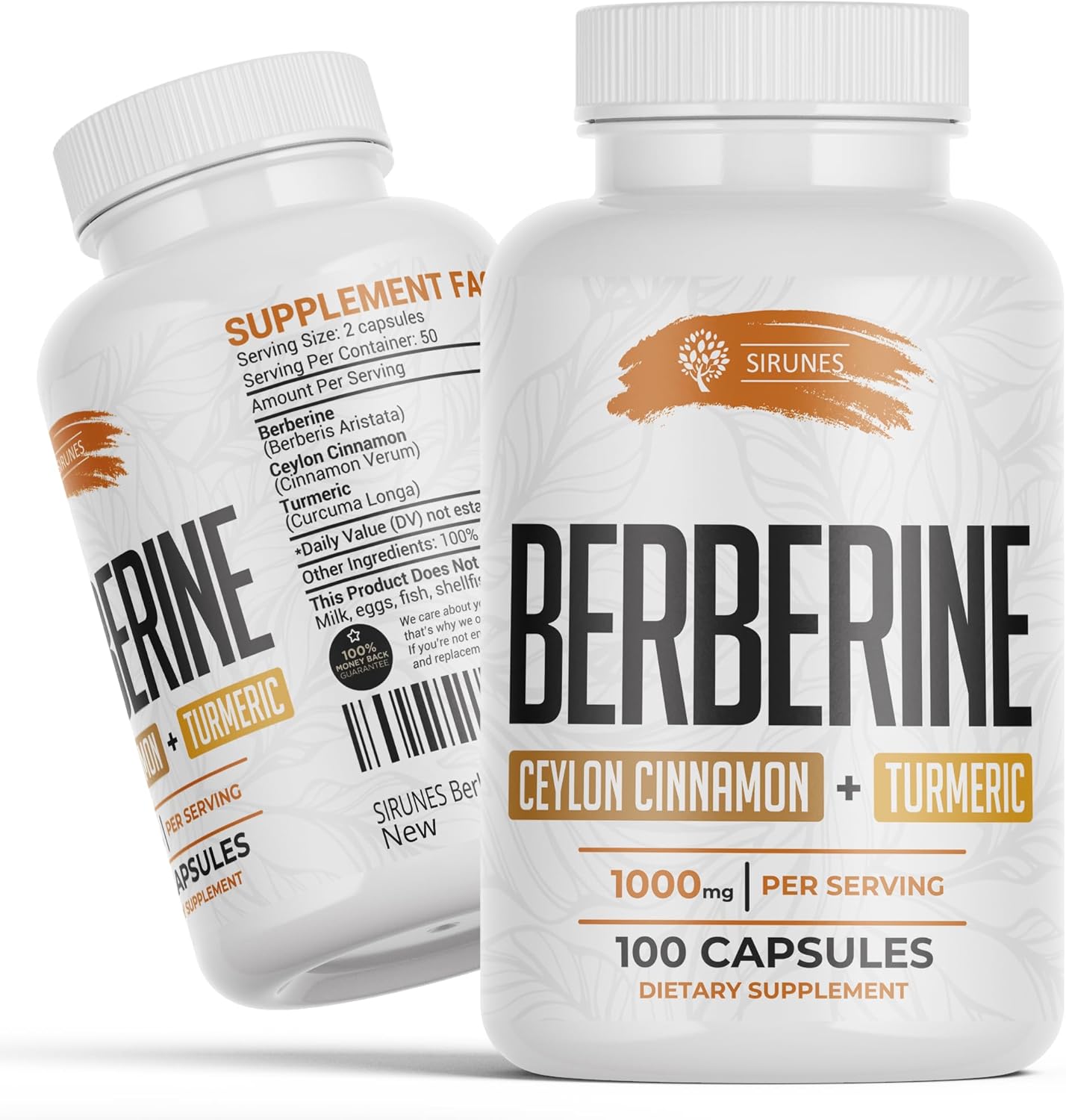 Berberine Capsules with Ceylon Cinnamon & Turmeric - 500mg Berberine HCL Dietary Supplement for Immune Support - Non GMO Formula for Men and Women
