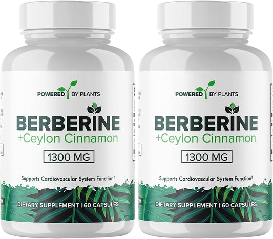Berberine & Ceylon Cinnamon Supplement for Metabolism & Immune Support - 1300mg, 2 Pack, 120 Servings