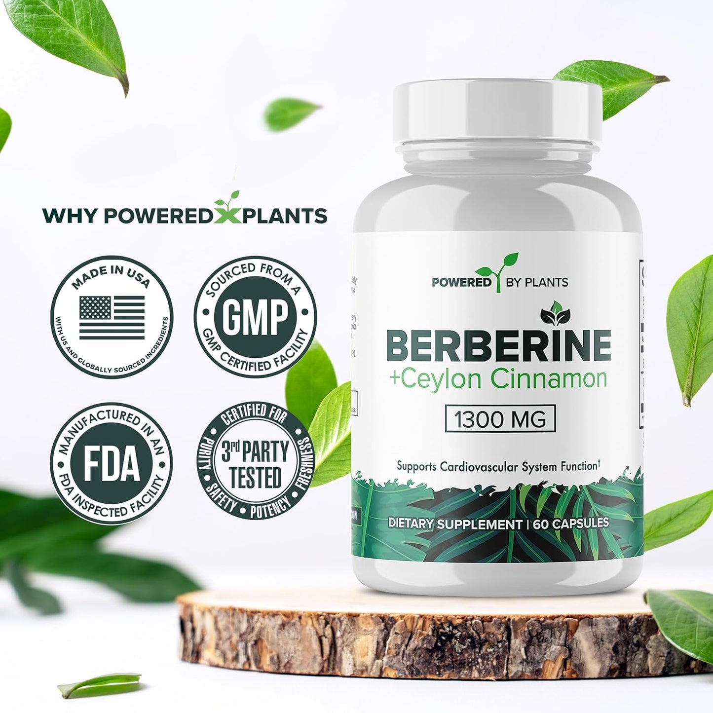 Berberine & Ceylon Cinnamon Supplement for Metabolism & Immune Support - 1300mg, 2 Pack, 120 Servings
