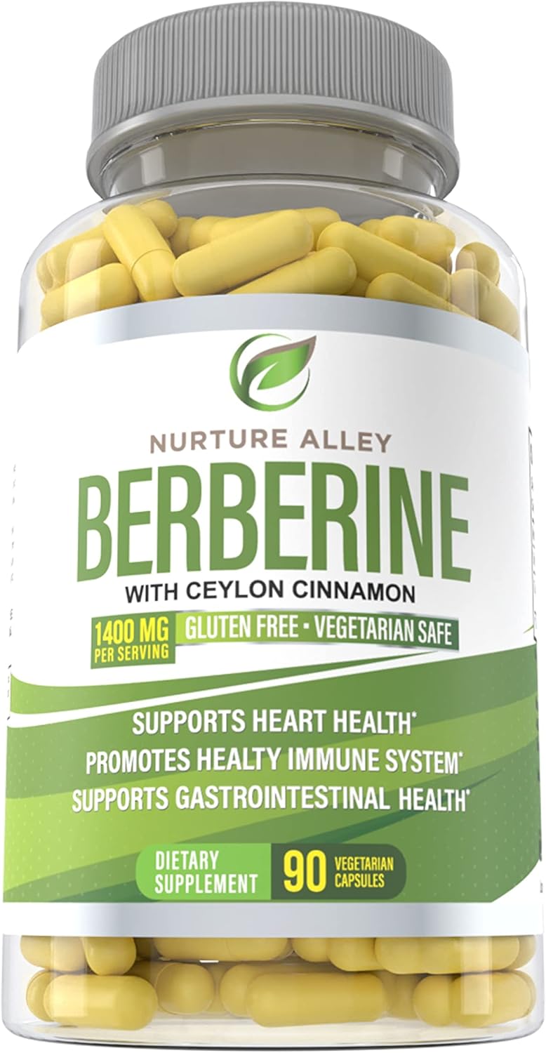 Berberine Complex with Ceylon Cinnamon - 1200mg Berberine HCL - 90 Capsules for Metabolism and Immune Support - HCI Supplement