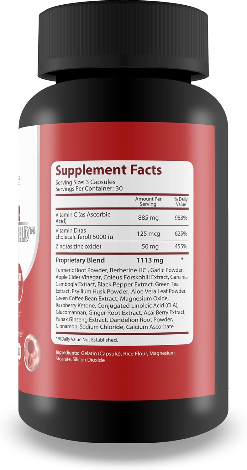 Berberine Glucose Support Supplement for Sugar, Blood, and Immune Health - Advanced Tri Sugar Shield Formula - Vitamins, Minerals, and Herbs for Overall Sugar Support