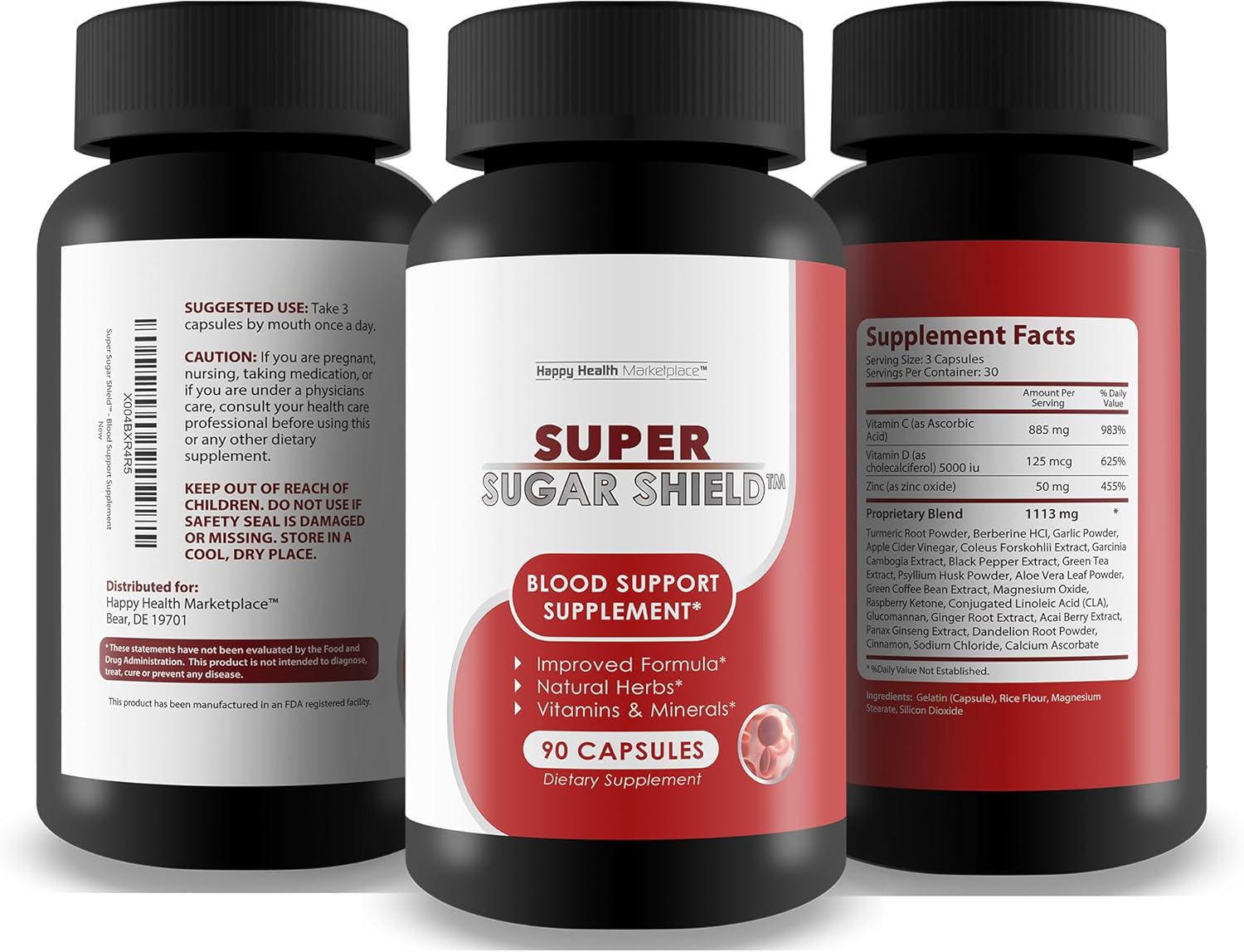 Berberine Glucose Support Supplement for Sugar, Blood, and Immune Health - Advanced Tri Sugar Shield Formula - Vitamins, Minerals, and Herbs for Overall Sugar Support