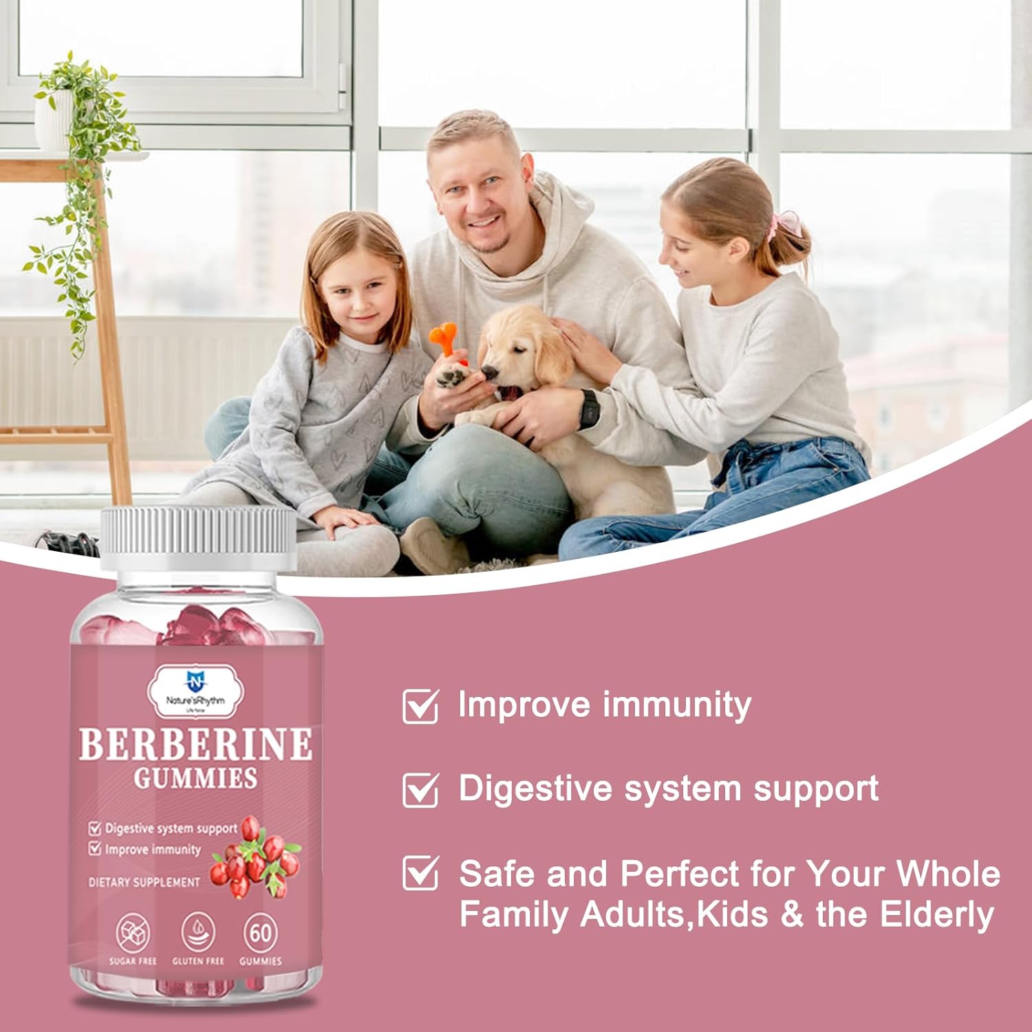 Berberine Gummies with Ceylon Cinnamon, Milk Thistle, Turmeric, Artichoke - 1200mg Sugar-Free Supplement for Immunity & Metabolism