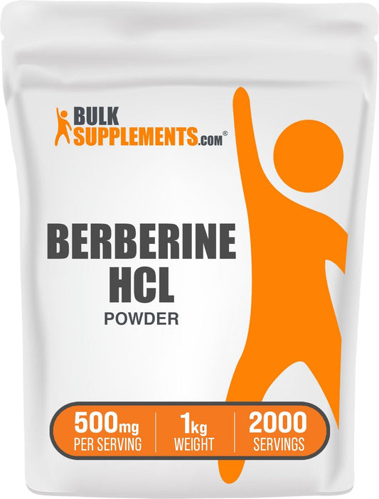 Berberine HCl Powder - 500mg Berberine Supplement, Gluten Free - 1kg (2.2 lbs) Pack of 1