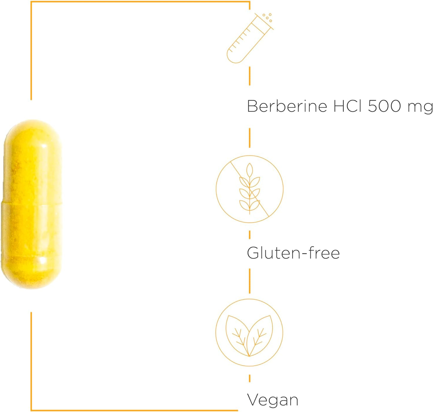 Berberine HCL Supplement for Metabolic Support - 1000–1500 mg Daily - Gluten-Free & Vegan - 60 Capsules for Men & Women