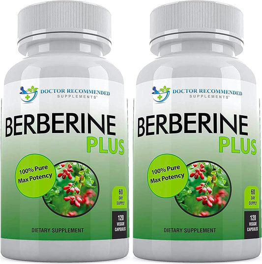 Berberine Plus 1200mg Doctor Recommended Supplement - 120 Capsules, Royal Jelly for Immune Support, Heart & Gut Health - Pack of 2