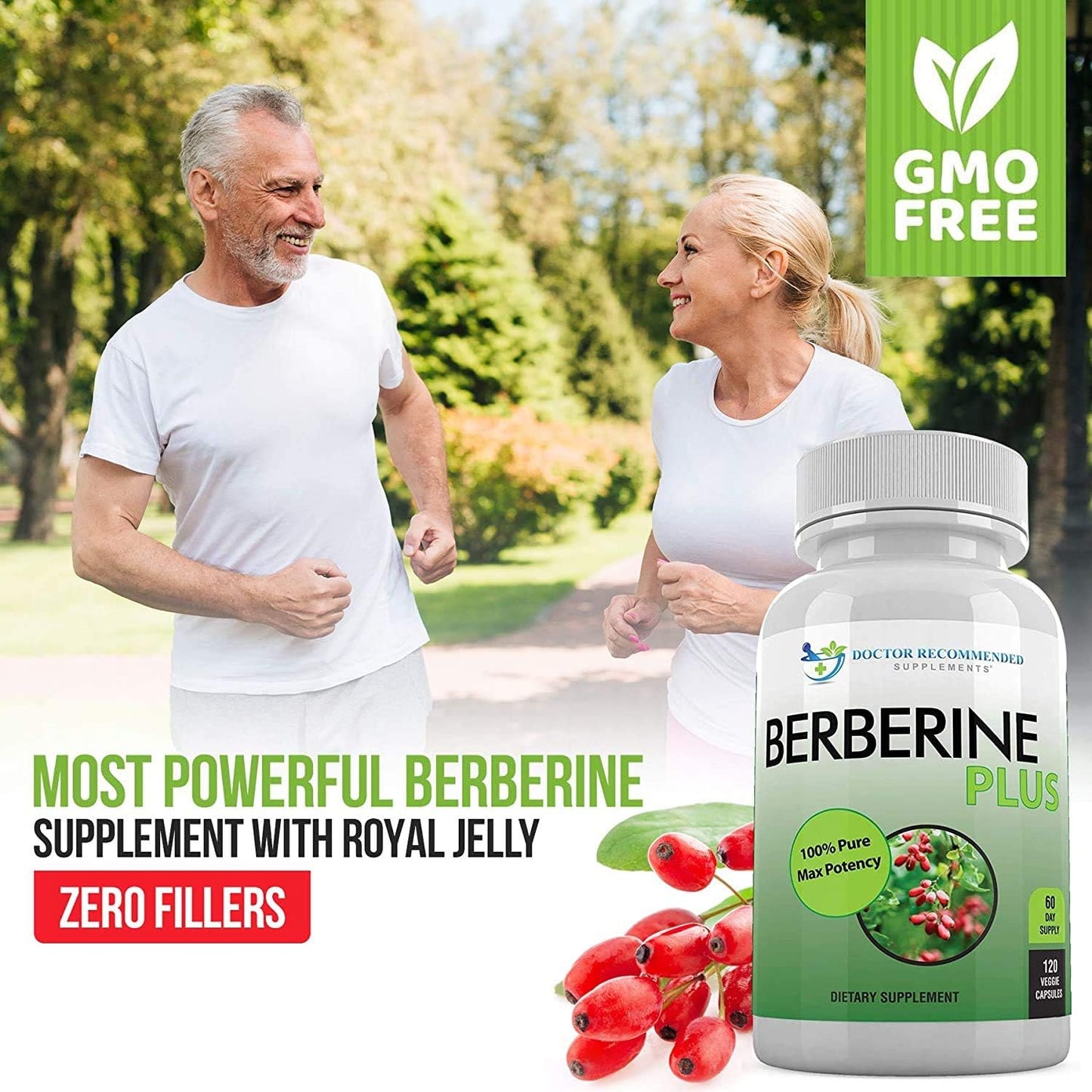 Berberine Plus 1200mg Doctor Recommended Supplement - 120 Capsules, Royal Jelly for Immune Support, Heart & Gut Health - Pack of 2