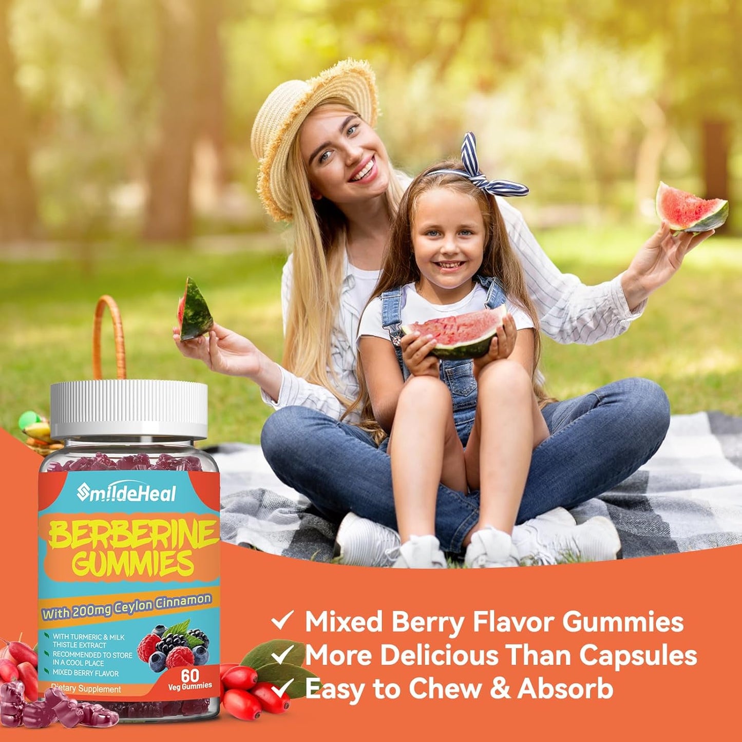 Berberine Supplement Bundle: Gummies, Extract, Cinnamon, Milk Thistle, Turmeric - 1200mg, 60 Count x2 Pack