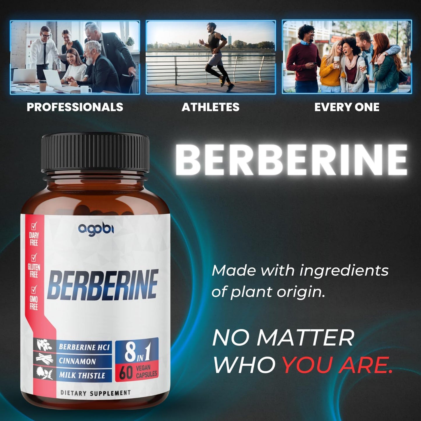 Berberine Supplement with Ceylon, Milk Thistle, Turmeric, Elderberry - 60 Count for Immune, Cardiovascular & Gastrointestinal Support