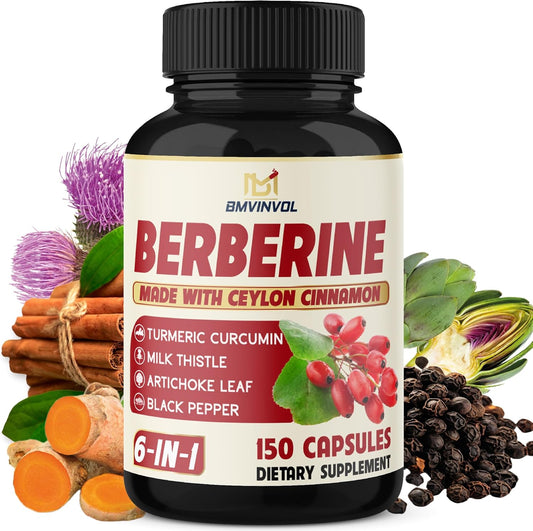 Berberine with Ceylon Cinnamon, Turmeric, Milk Thistle, Artichoke, Black Pepper - 150 Count - Single Pack