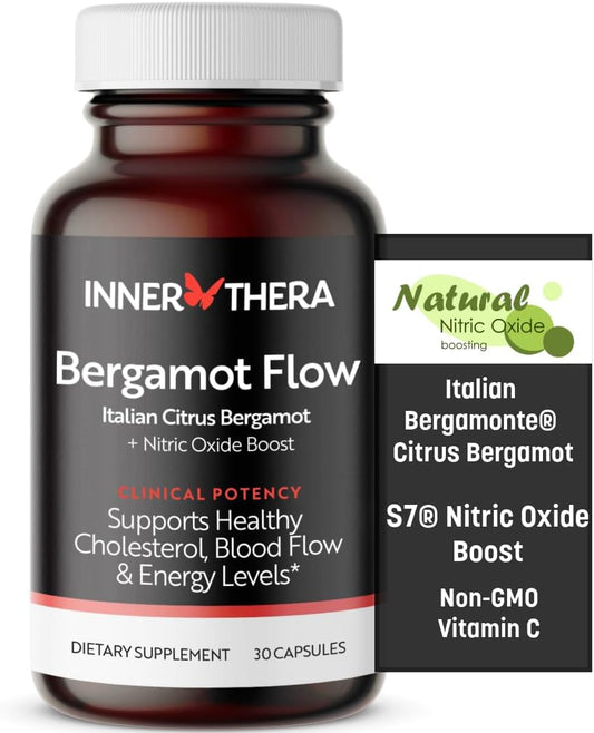 Bergamot Flow Citrus Supplement with Nitric Oxide Boost - Supports Cholesterol and Energy Levels - Non-GMO Vitamin C - Bergamonte Formula