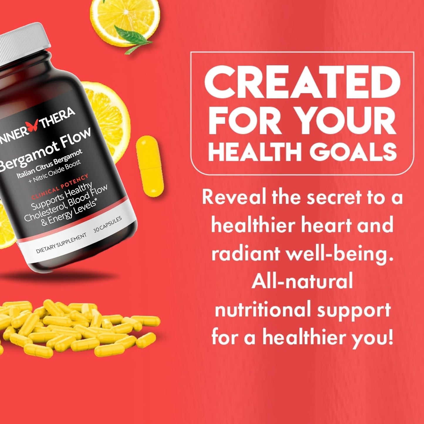 Bergamot Flow Citrus Supplement with Nitric Oxide Boost - Supports Cholesterol and Energy Levels - Non-GMO Vitamin C - Bergamonte Formula