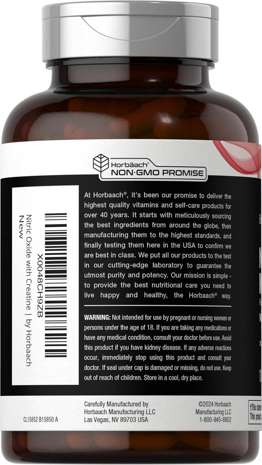 Berkshire Labs Nitric Oxide Supplement with Creatine - 100 Capsules, L Citrulline, L Arginine, Creatine Monohydrate - Non-GMO, Gluten Free
