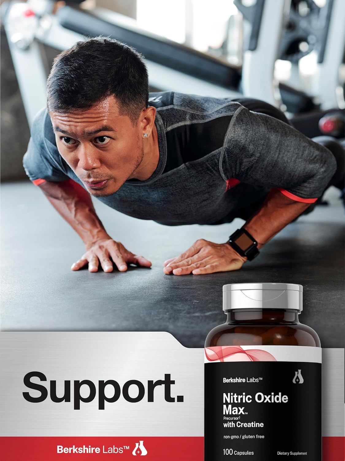 Berkshire Labs Nitric Oxide Supplement with Creatine - 100 Capsules, L Citrulline, L Arginine, Creatine Monohydrate - Non-GMO, Gluten Free