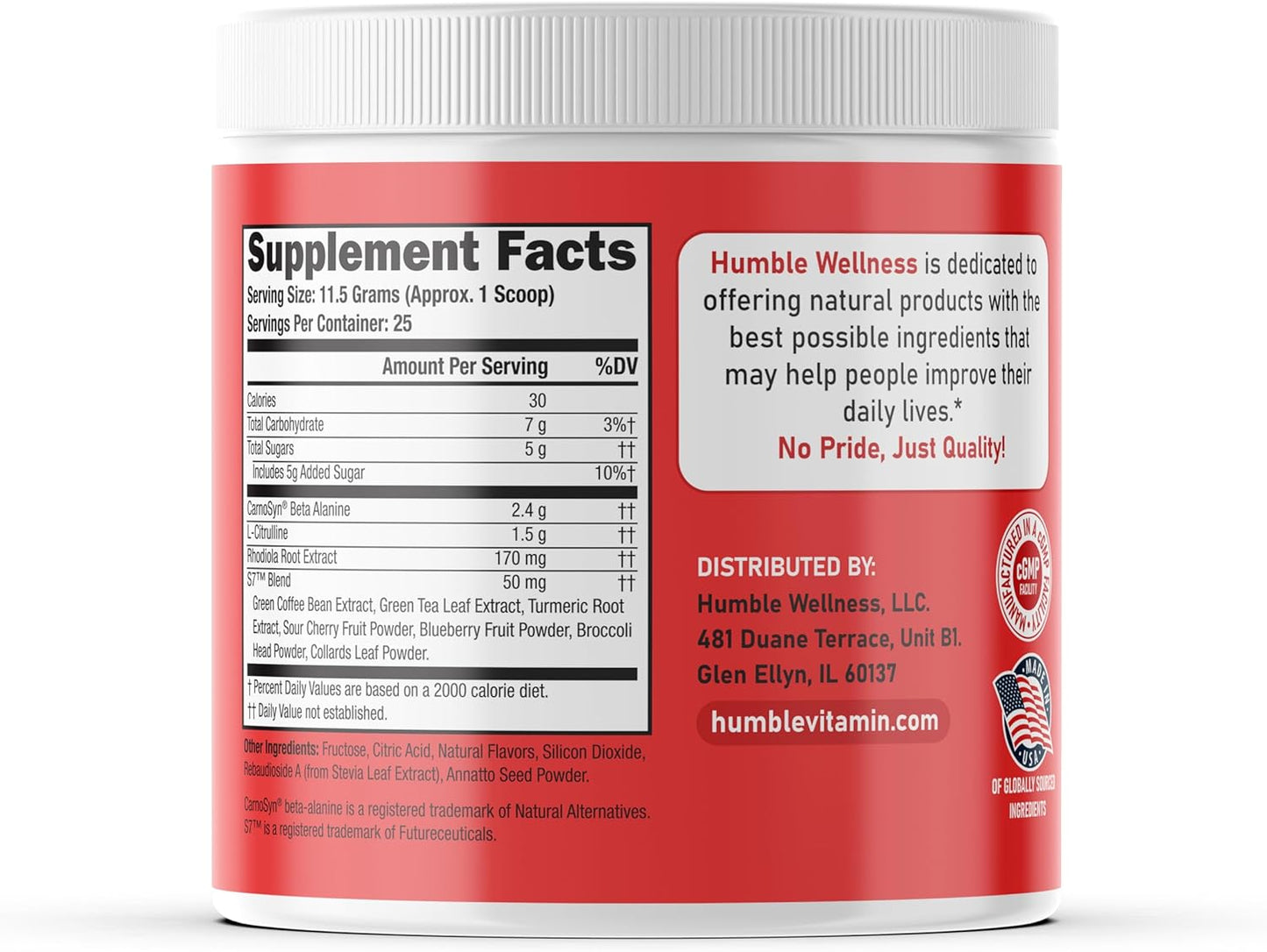 Berry Blast Pre-Workout Powder - Energy Boost with Creatine, Caffeine, Beta-Alanine - 25 Servings