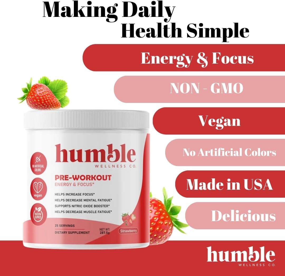 Berry Blast Pre-Workout Powder - Energy Boost with Creatine, Caffeine, Beta-Alanine - 25 Servings