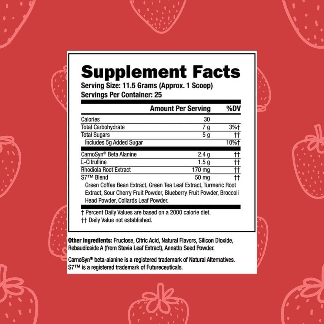 Berry Blast Pre-Workout Powder - Energy Boost with Creatine, Caffeine, Beta-Alanine - 25 Servings