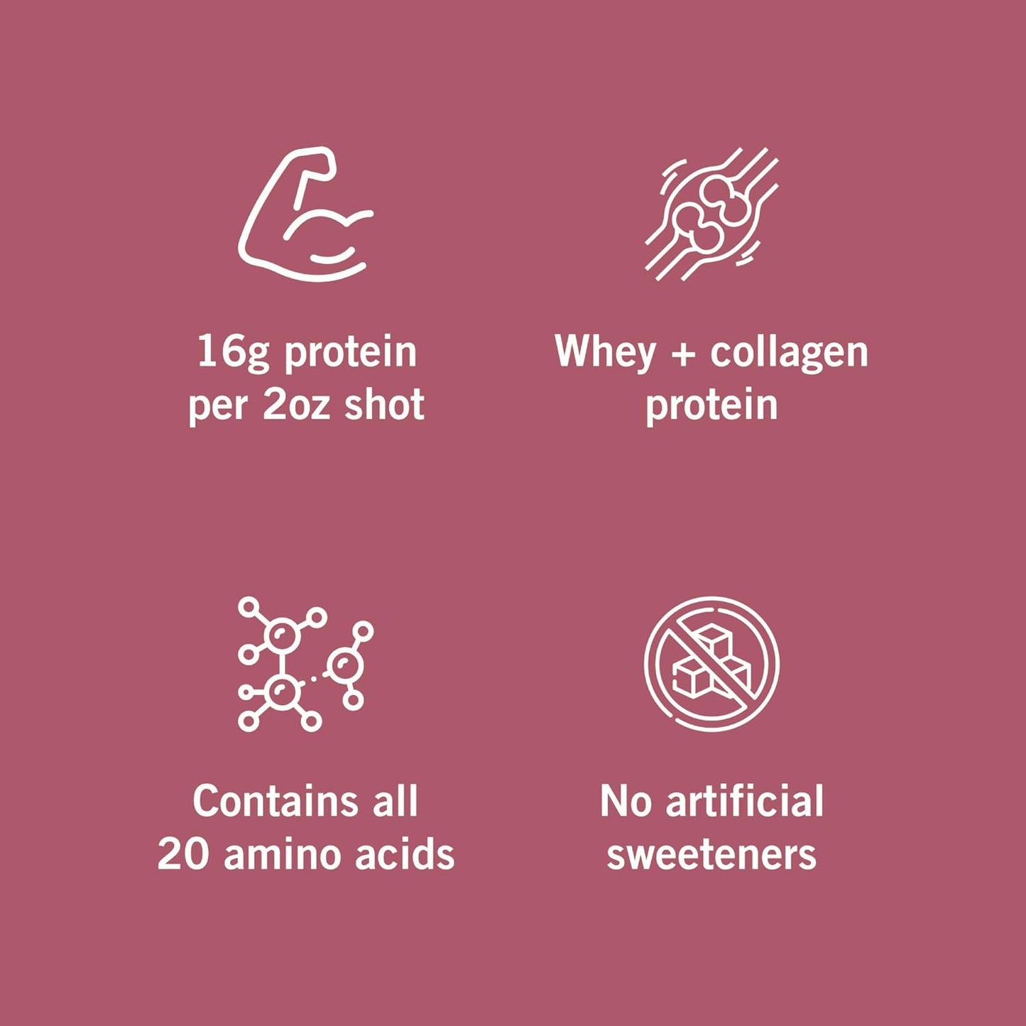 Berry Collagen and Whey Protein Drink, 32 fl oz Carton, 16g Protein Per 2oz Shot, No Artificial Sweeteners